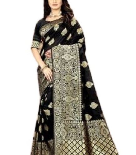 Black Ladies Printed Pattern South Style Party Wear Silk Sarees