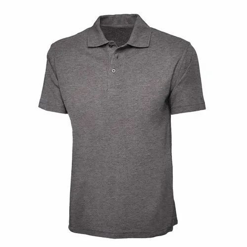 Men Polo Neck Short Sleeves Plain Cotton T Shirt