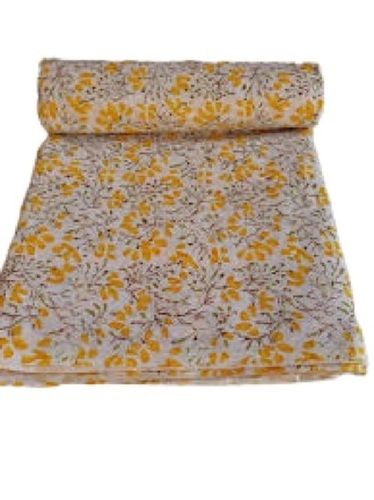 White And Yellow Multi Color Floral Printed Pure Cotton Fabrics For Dress Use