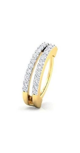 Sparkle Glamorous Polished Round Anti-Tarnish Diamond Encrusted 18 Karat Yellow Gold Nose Pin Gender: Women'S