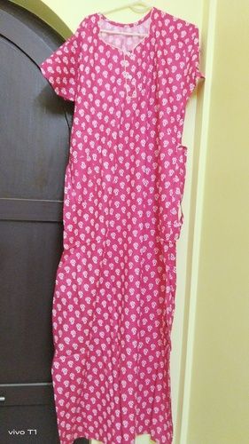 Beautiful Lightweight And Comfortable Cotton Printed Nighty For Ladies