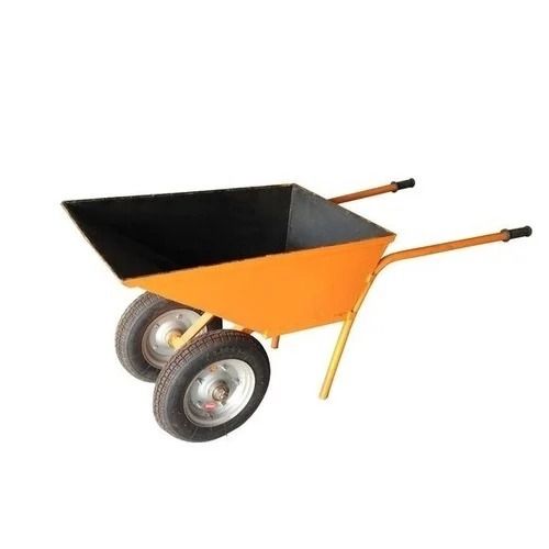 Corrosion Resistant Paint Coated Mild Steel Double Wheel Barrow With Two Handle 