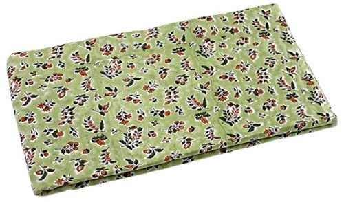 Green Floral Printed Cool Smooth Cotton Fabric For Clothing Use