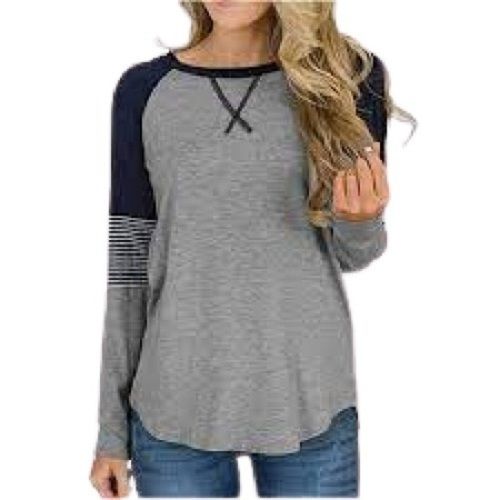 Ladies Plain Grey Long Sleeve Cotton T Shirt Gender: Male