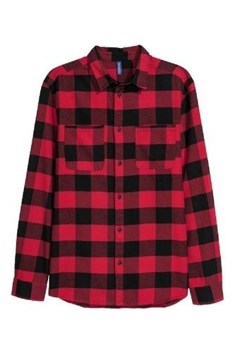 Mens Checked Full Sleeve Red With Black Cotton Shirt