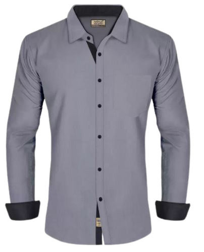 Mens Full Sleeves Casual Wear Spread Collar Plain Cotton Shirt  Age Group: Adults