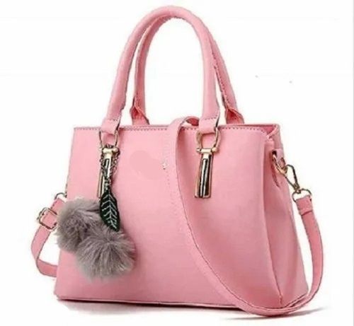 Pink Modern Plain Rectangular Zipper Closure Adjustable Strap Synthetic Leather Purse