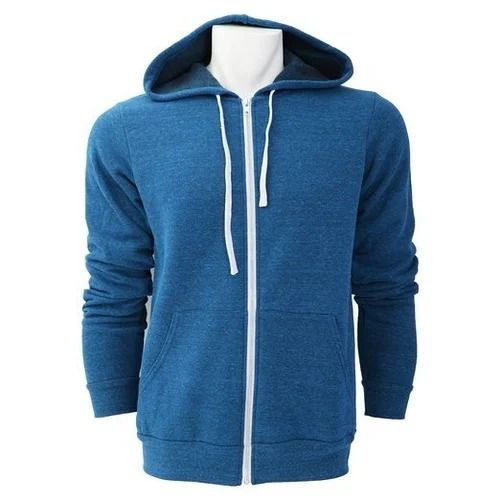 Winter Wear Regular Fit Zipper Closure Full Sleeves Plain Dyed Hoodies For Men