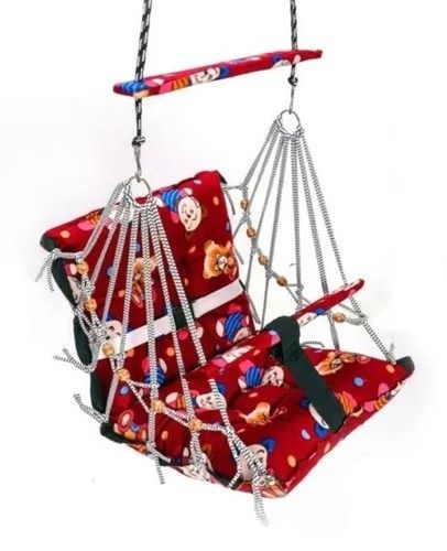 Multicolor 137X37X15Cm Ceiling Mounted Wooden And Fabric Comfortable Baby Swing 