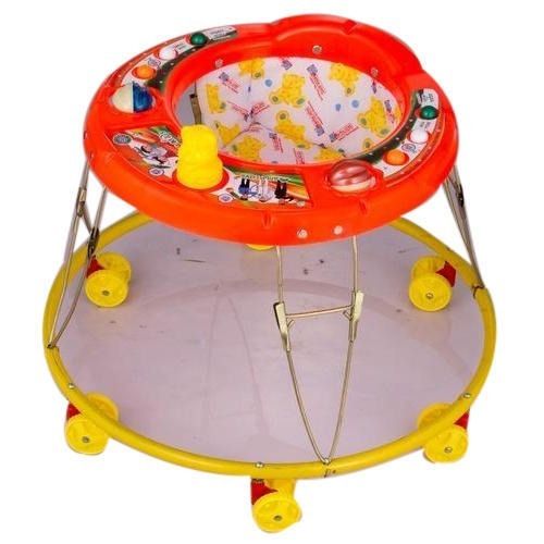 Multicolor 53X58X64Cm Metal And Plastic Round Foldable Baby Walker With Six Wheels