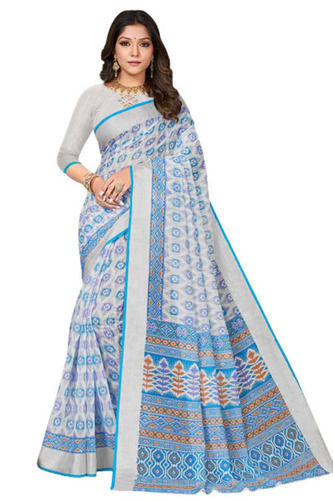 Multicolor Casual Wear Skin Friendly Printed Cotton Saree With Blouse Piece