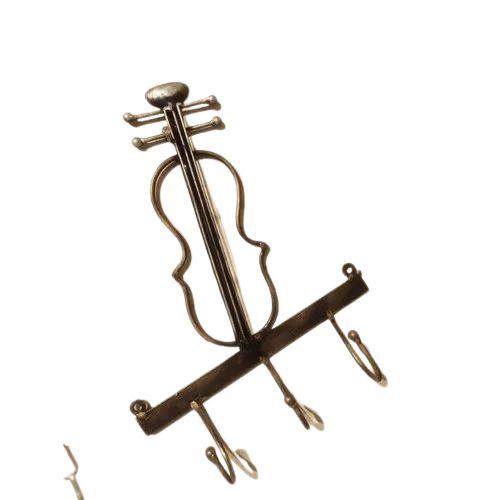 Hand-Enacted Design Coated Wall Mounted Metal Antique Violin Hanger