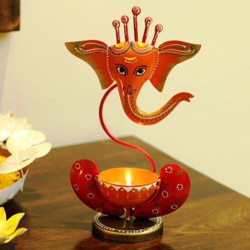 Handacrafted Metal Ganesha Deepak/Diya Stand For Interior Home Decor