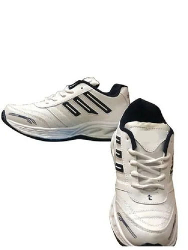 White Lace Closure Round Toe Casual Wear Flexible Rubber Outsole Canvas Sports Shoes For Men'S