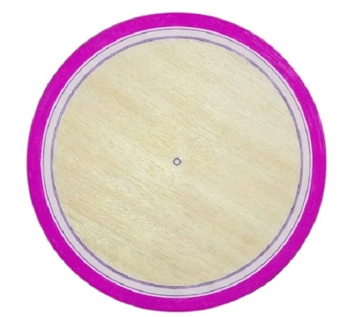 Wooden Chakla - 40mm Thickness, 1kg Weight | Cream Interior, Purple Frame, Round Design for Effortless Chapati and Puri Preparation