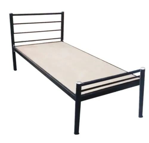 Rust Proof Polished Finish Rectangular Single Metal Bed For Home And Hotel Use