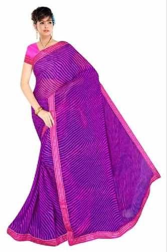 Skin-Friendly Light Weight Printed Banarasi Style Comfortable Georgette Sarees