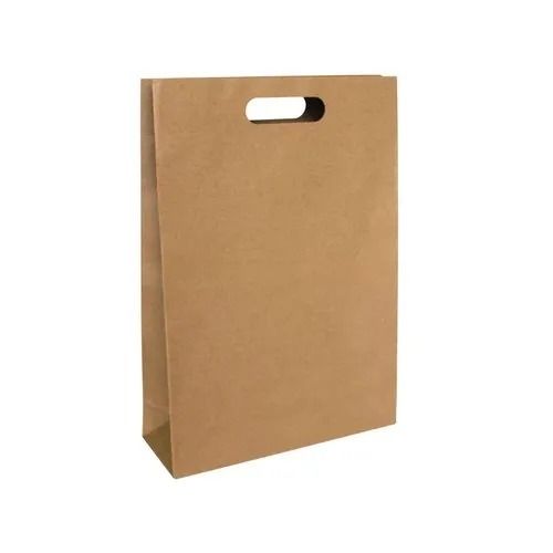 12x16x3 Inches Plain Recyclable Rectangular D Cut Paper Bags
