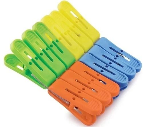 3.2 MM Thick Color Coated Smooth Finished Plastic Cloth Clip, Pack of 12 Pieces