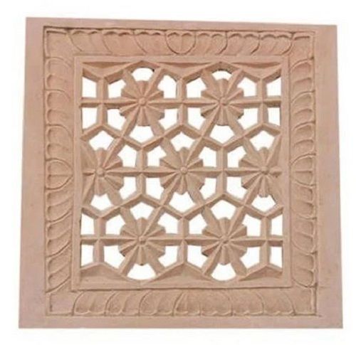 Cream 4X2 Feet Rectangle Hand Carved Sandstone Jali