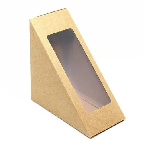 Matte Lamination 500 Grams Capacity Triangular Plain Sandwich Box For Industrial Use 