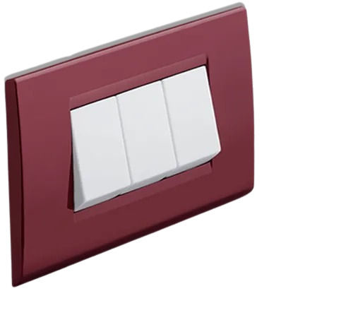 White And Maroon 7X3 Inch 240 Volt 10 Ampere Ip55 Plastic Modular Switch 