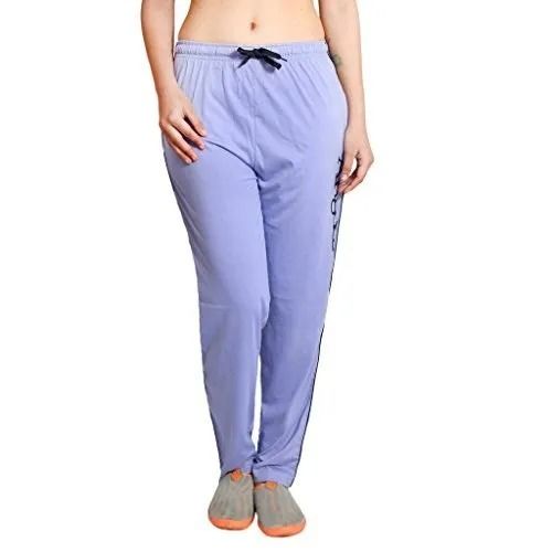 Blue Comfortable Double Pocket Casual Wear Plain Cotton Lower For Ladies