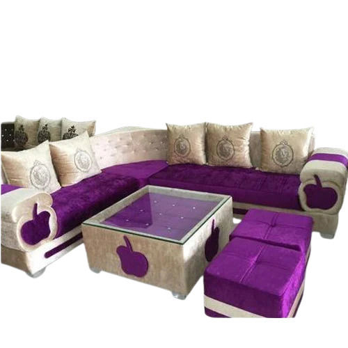 Hard Biodegradable Hard Machine Cutting Modern Solid Wood Velvet Foam Corner L Shape Sofa Set No Assembly Required