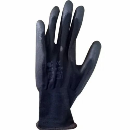 Black Non Disposable Full Fingered Scratch Resistance Leather Safety Gloves