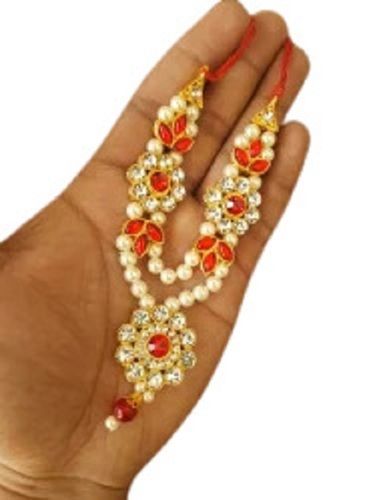 White And Red Polished Easy To Handle Economical Round Pearl Plastic Radha Krishana Mala