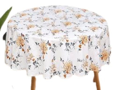 Round Shape White Printed 100% Cotton Table Linen