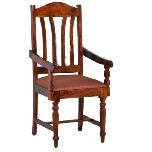 Machine Made Walnut Finish Fabric Solid Wood Chair