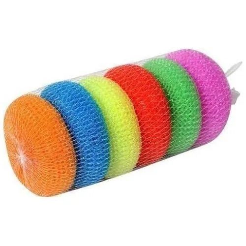 Multicolor 10G Weight Round Shape Plastic Scrubber For Kitchen Use