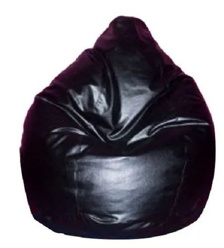 Black 4X3 Feet Round Plain Leather Bean Bags For Home