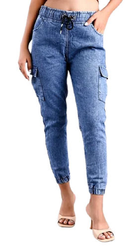 Daily Wear Skin-Friendly Stretchable Drawstring Closure Denim Jeans For Ladies