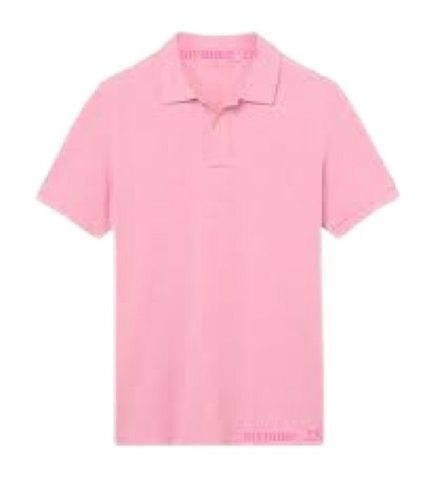 Mens Polo Neck Short Sleeve Plain Pink Cotton T Shirts Gender: Male