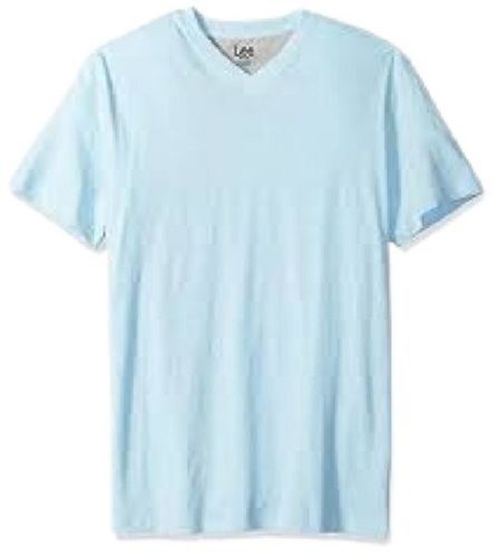 Mens Sky Blue Short Sleeve V Neck Plain Cotton T Shirts Gender: Male