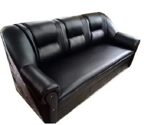 Machine Made Rectangular Plain Rexine Three Seater Sofa For Home