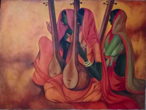 Singing Women Wall Abstract Painting For Home Decor By THAKUR CREATIONS