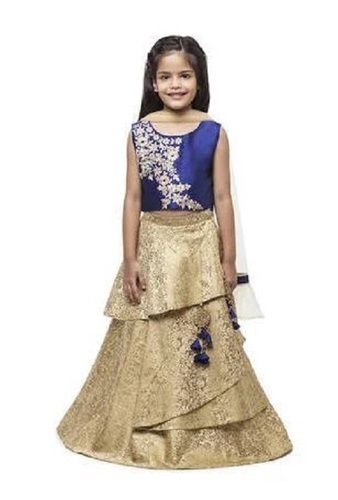 Sleeveless Round Neck Georgette Embroidered Kids Readymade Dress For Girl  Age Group: 7 Year Above