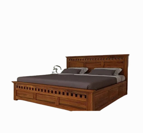 Painted 6 Feet Long Teak Wood Double Bed