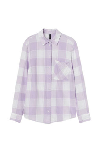 Button Closure Casual Wear Full Sleeve Checked Cotton Shirt For Ladies