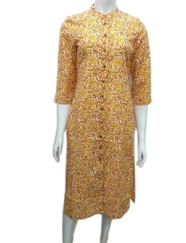 Casual Wear Skin-Friendly Breathable 3/4Th Sleeves Printed Cotton Kurti For Ladies Bust Size: 38 Inch (In)