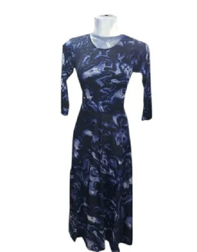 Blue Daily Wear Comfortable Soft Full Sleeves Printed Rayon Kurti For Ladies