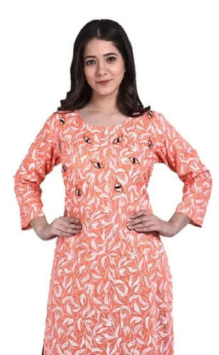 Daily Wear Light Weight Comfortable Full Sleeves Printed Cotton Kurti For Ladies