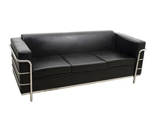 Machine Made Rectangular Modern Stainless Steel And Leather 3 Seater Reception Sofa