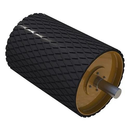 6 Inches 3 Ton Round Mild Steel And Rubber Conveyor Pulleys