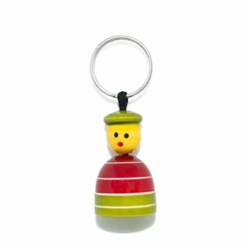 85 Mm Multicolor Handmade Wooden Keychain For Event