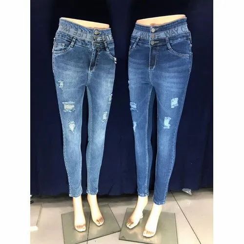 Casual Wear Ladies Stretchable Blue Denim Jeans