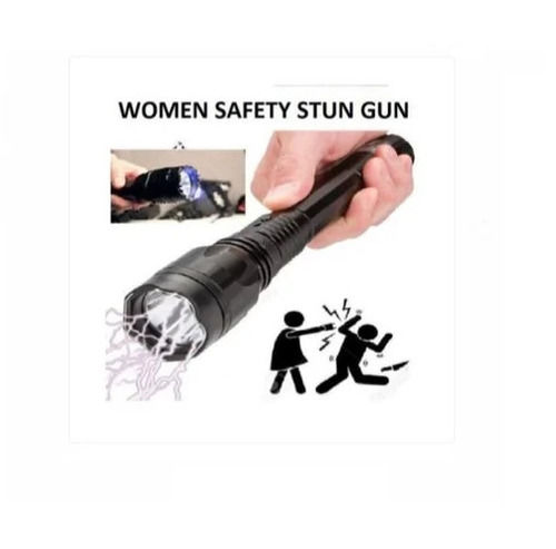 Black Handheld Portable Women Safety Rechargeable Stun Gun With Flashlight